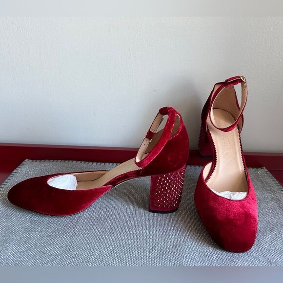 NWOT J.Crew Maisie Studded Velvet Heels - Picture 1 of 12